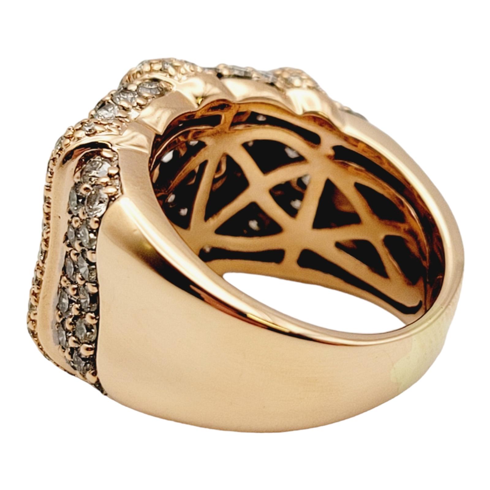 2.14 Carat Light Brown Diamond Pave Band Ring in Polished 14 Karat Rose Gold For Sale 1