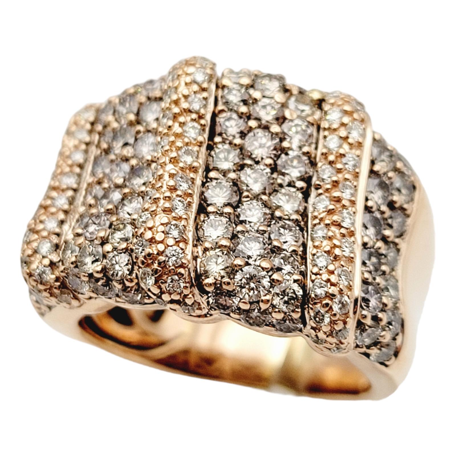 2.14 Carat Light Brown Diamond Pave Band Ring in Polished 14 Karat Rose Gold For Sale 3