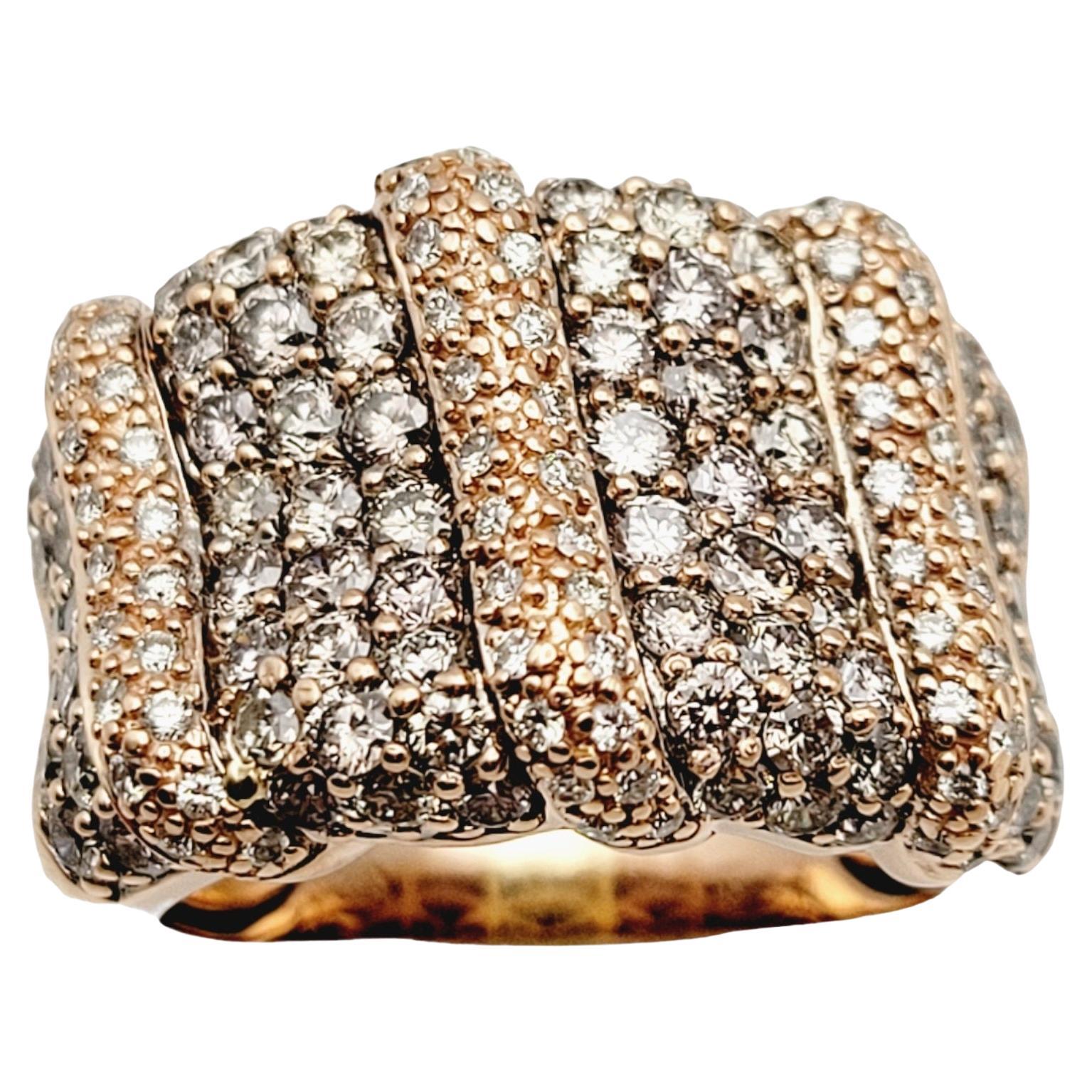 2.14 Carat Light Brown Diamond Pave Band Ring in Polished 14 Karat Rose Gold For Sale