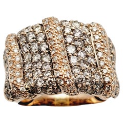 2.14 Carat Light Brown Diamond Pave Band Ring in Polished 14 Karat Rose Gold