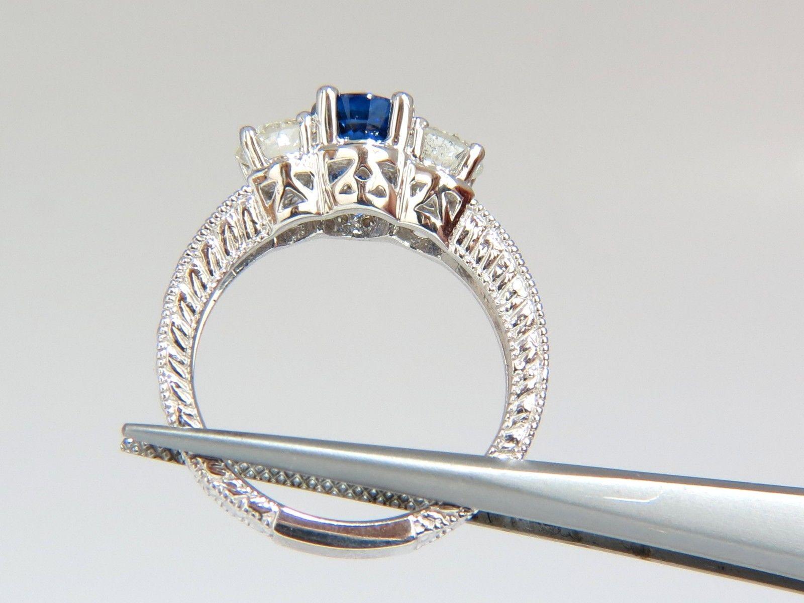 2.14 Carat Natural Blue Sapphire Diamonds Ring 14 Karat Classic Edwardian Deco In New Condition For Sale In New York, NY