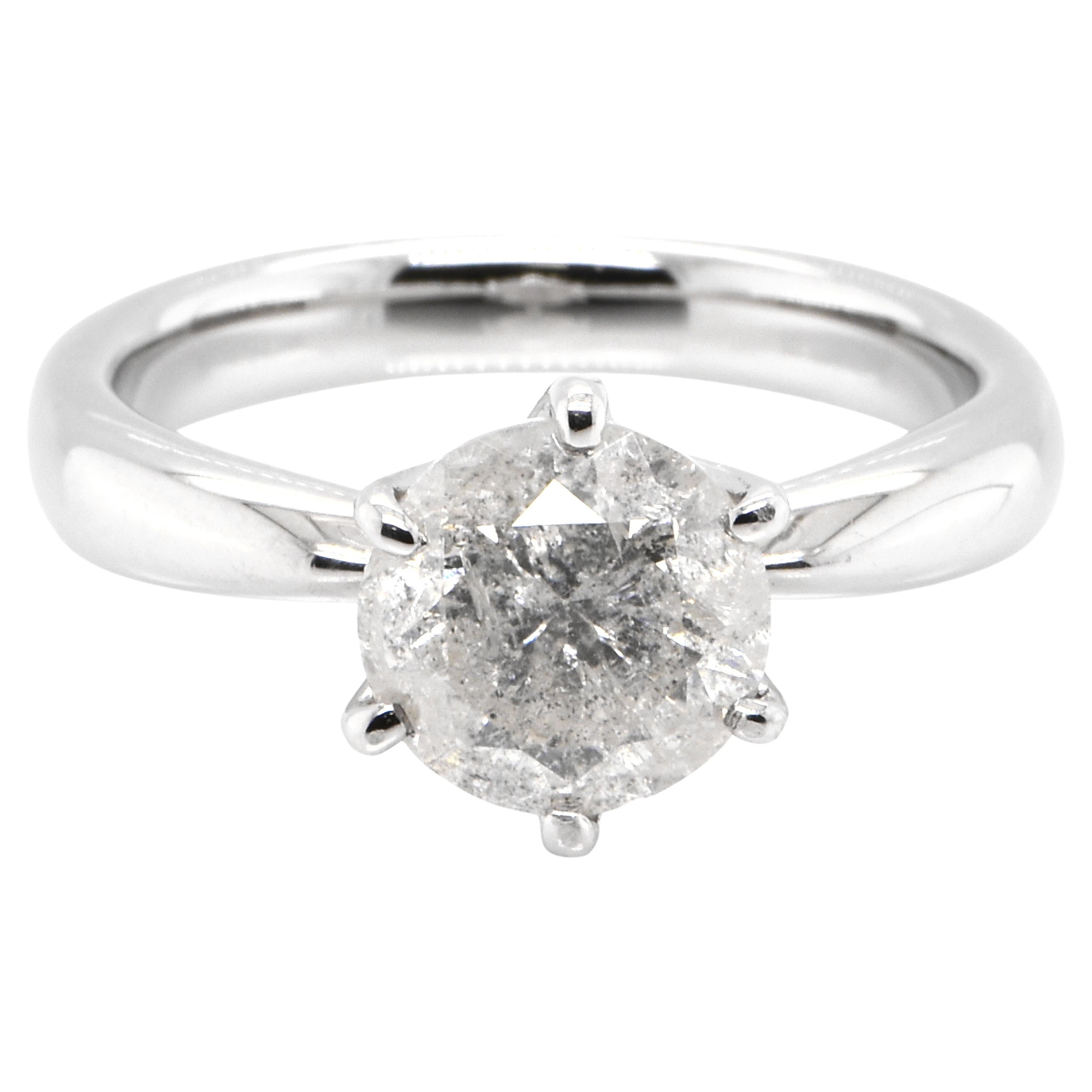2.14 Carat Natural "Salt and Pepper" Diamond Solitaire Ring Made in Platinum For Sale