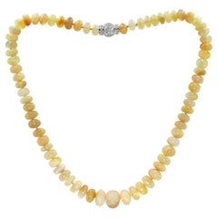 214 Carat Opal Beads & Pavé Diamond Clasp Necklace