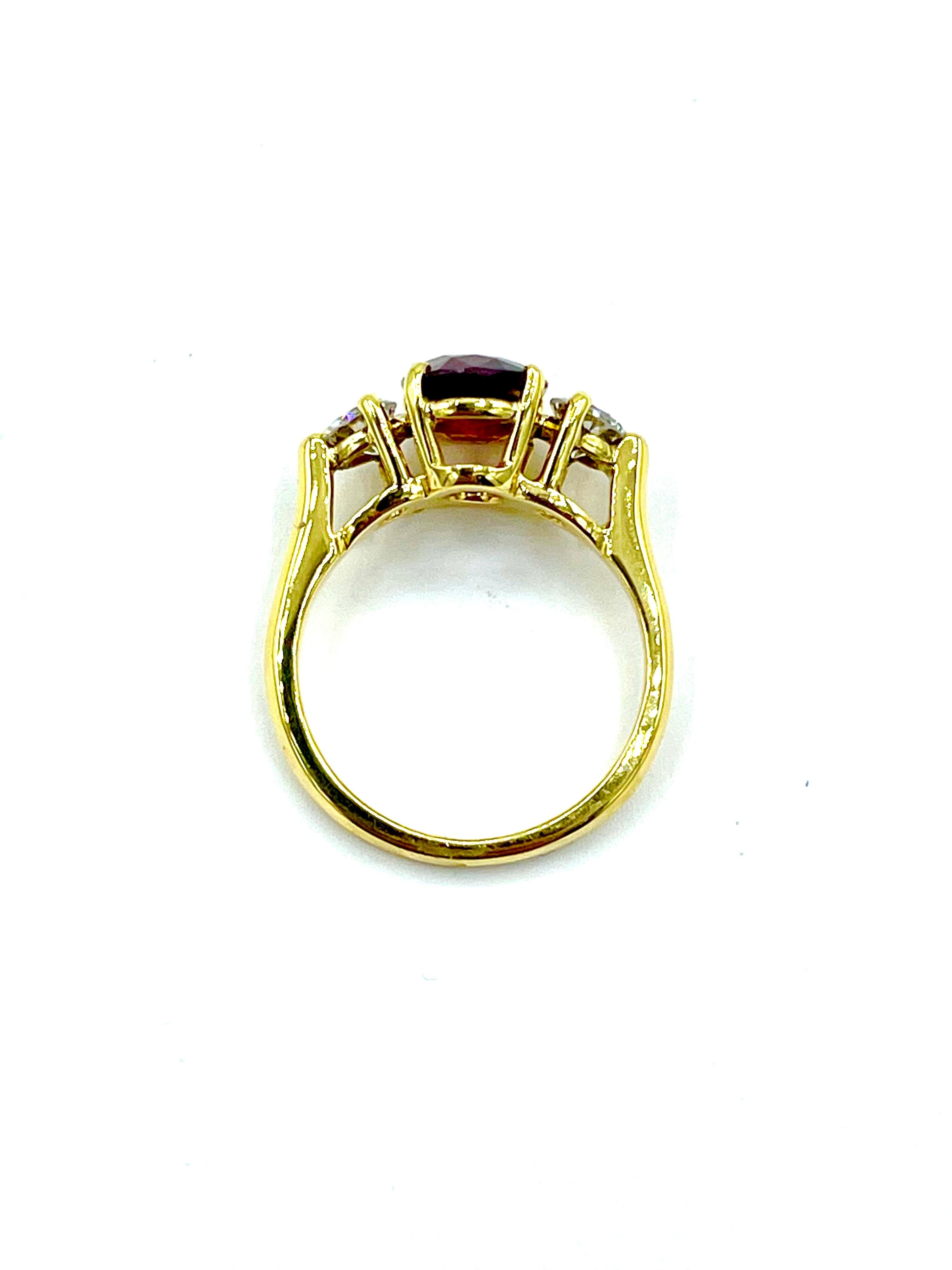 Modern 2.14 Carat Oval Ruby and Round Brilliant Diamond 18K Gold Ring For Sale