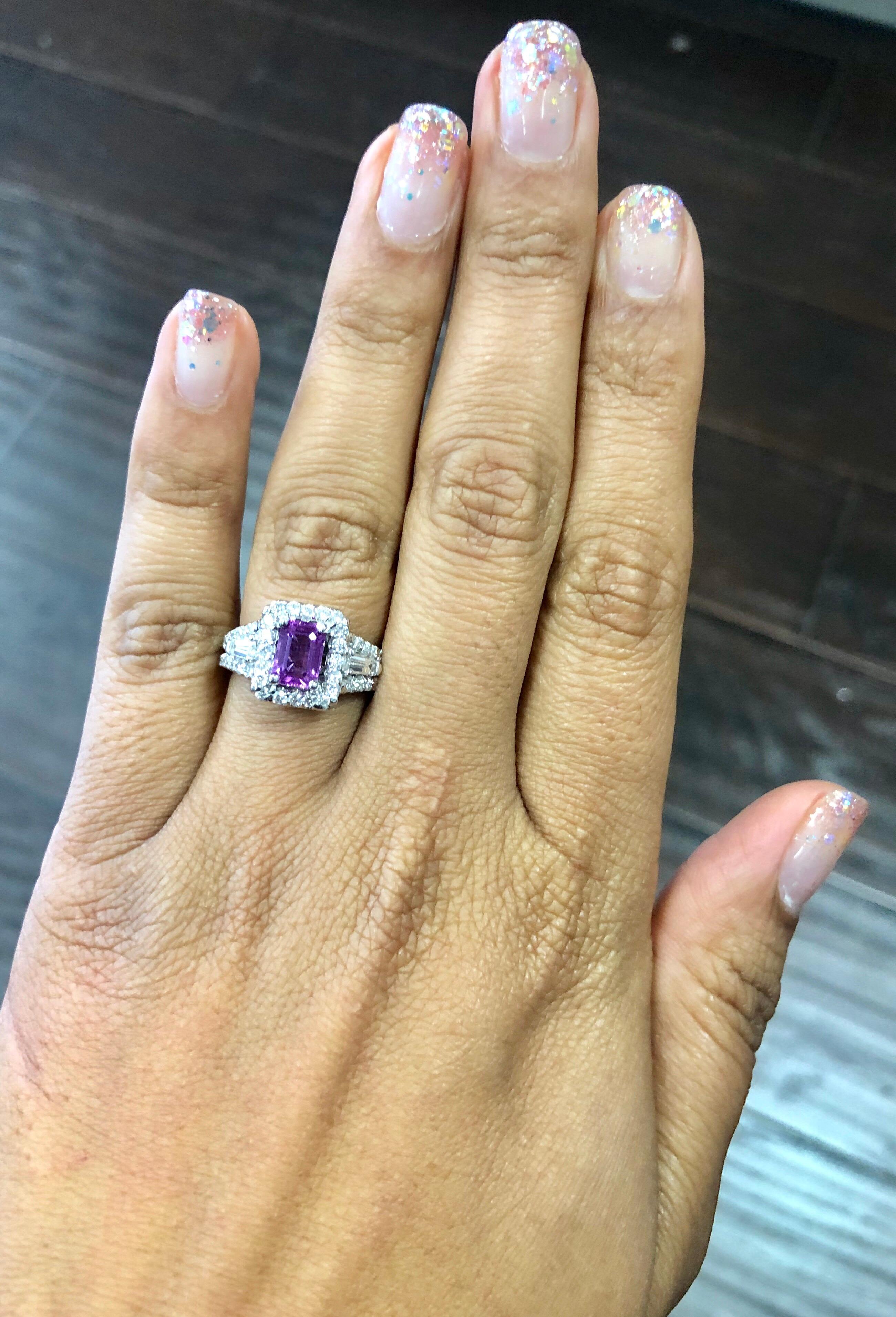 2.14 Carat Pink Sapphire Diamond 14 Karat White Gold Ring GIA Certified In New Condition In Los Angeles, CA