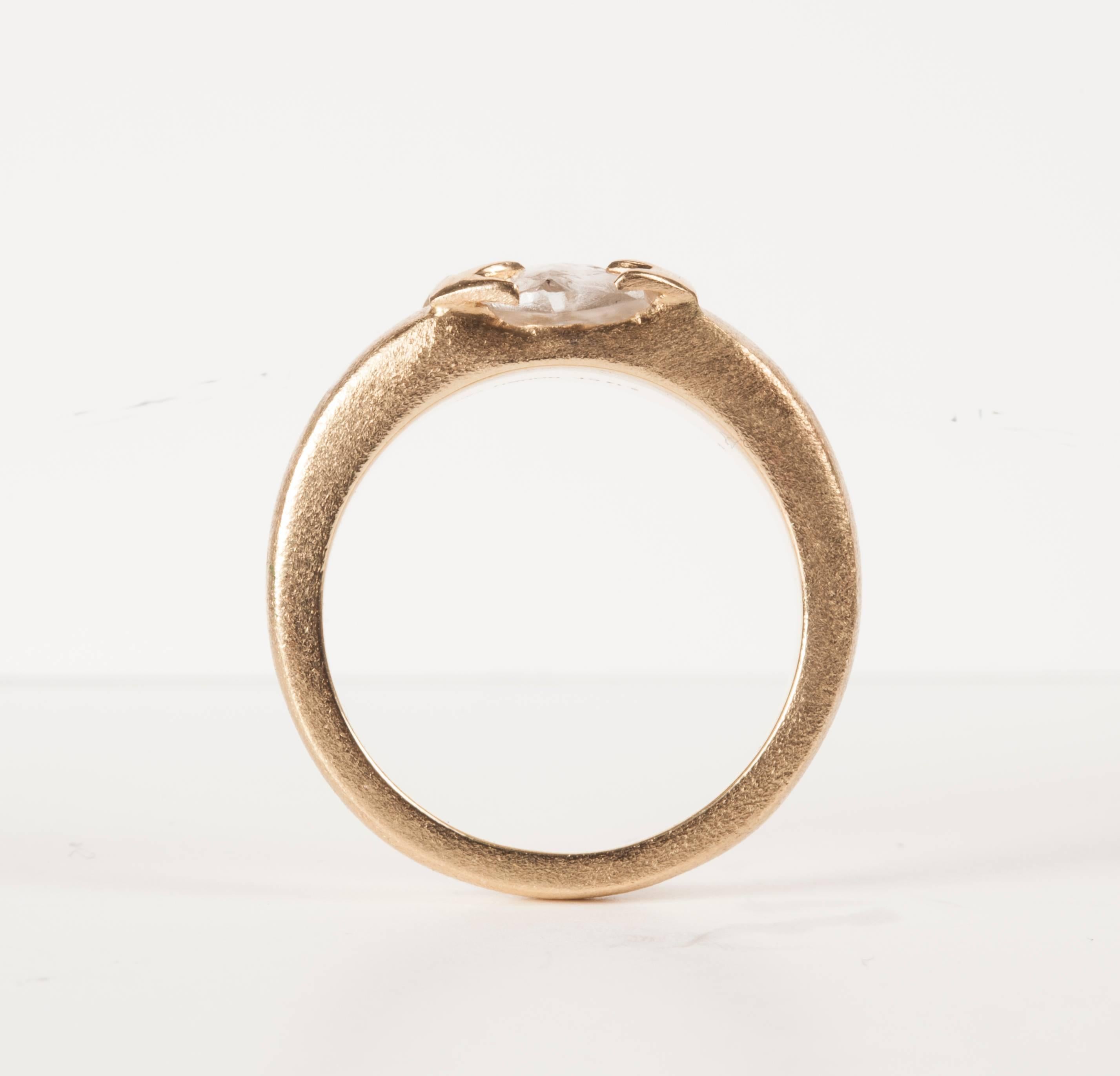 2.14 ct. Natural Whitish Rough diamond in 14K handcrafted gold ring.

Every rough diamond from Roughdiamonds dk has been personally handpicked by Maya Bjørnsten. The diamonds we reject are sent back to be cut into regular diamonds. All the diamonds