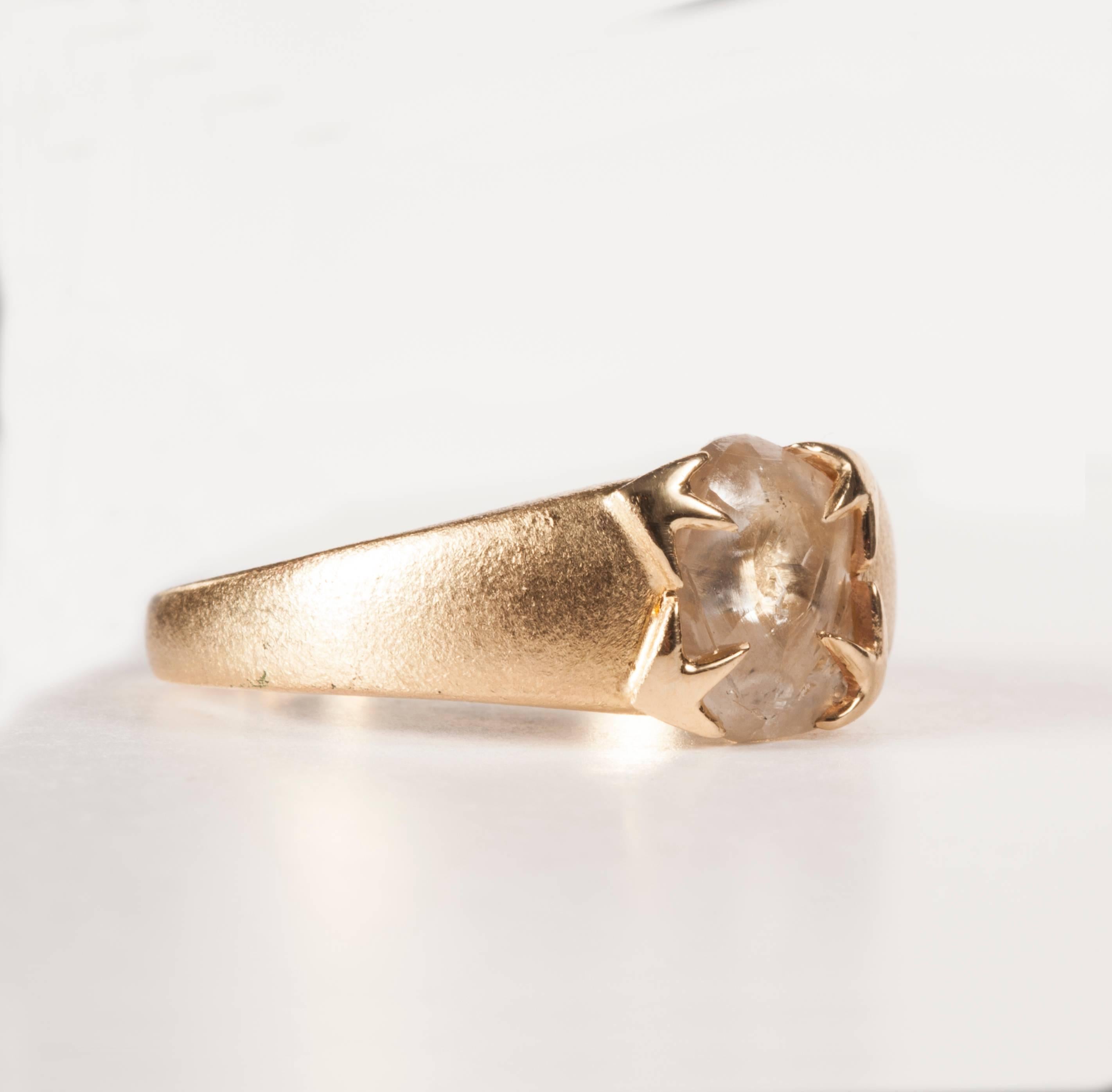 Contemporary 2.14 Carat Rough White Diamond Gold Cocktail Ring