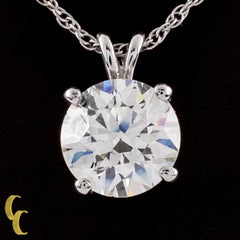 2.14 Carat Round Brilliant Solitaire Diamond 14 Karat Gold Pendant Necklace
