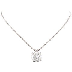 2.14 Carat Round Brilliant Solitaire Diamond 14 Karat Gold Pendant Necklace