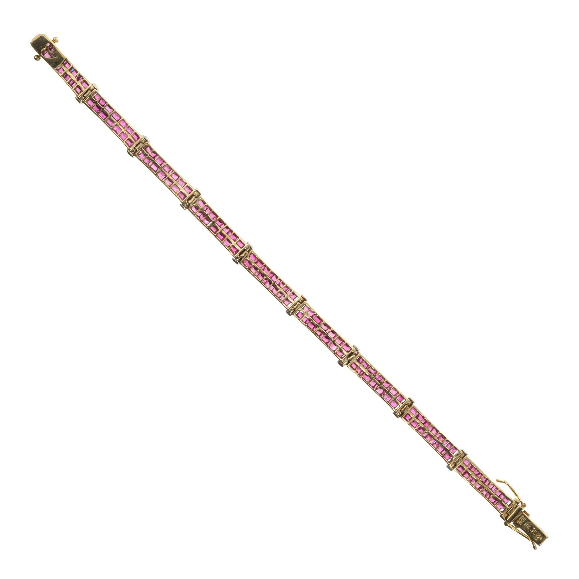 Bracelet en or avec diamant et rubis de 2,14 carats Bon état - En vente à Stamford, CT