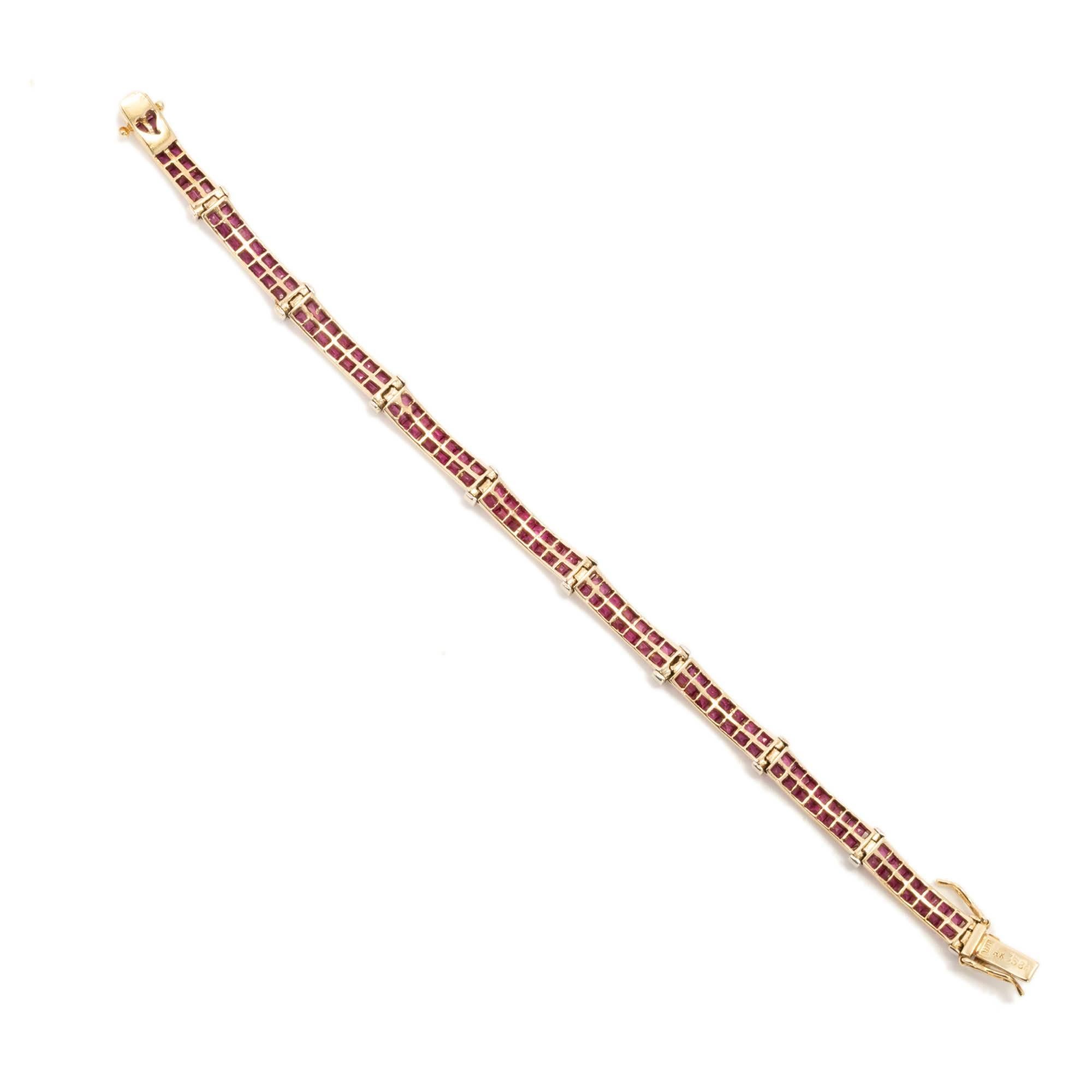 Men's 2.14 Carat Ruby Diamond Gold Bracelet For Sale