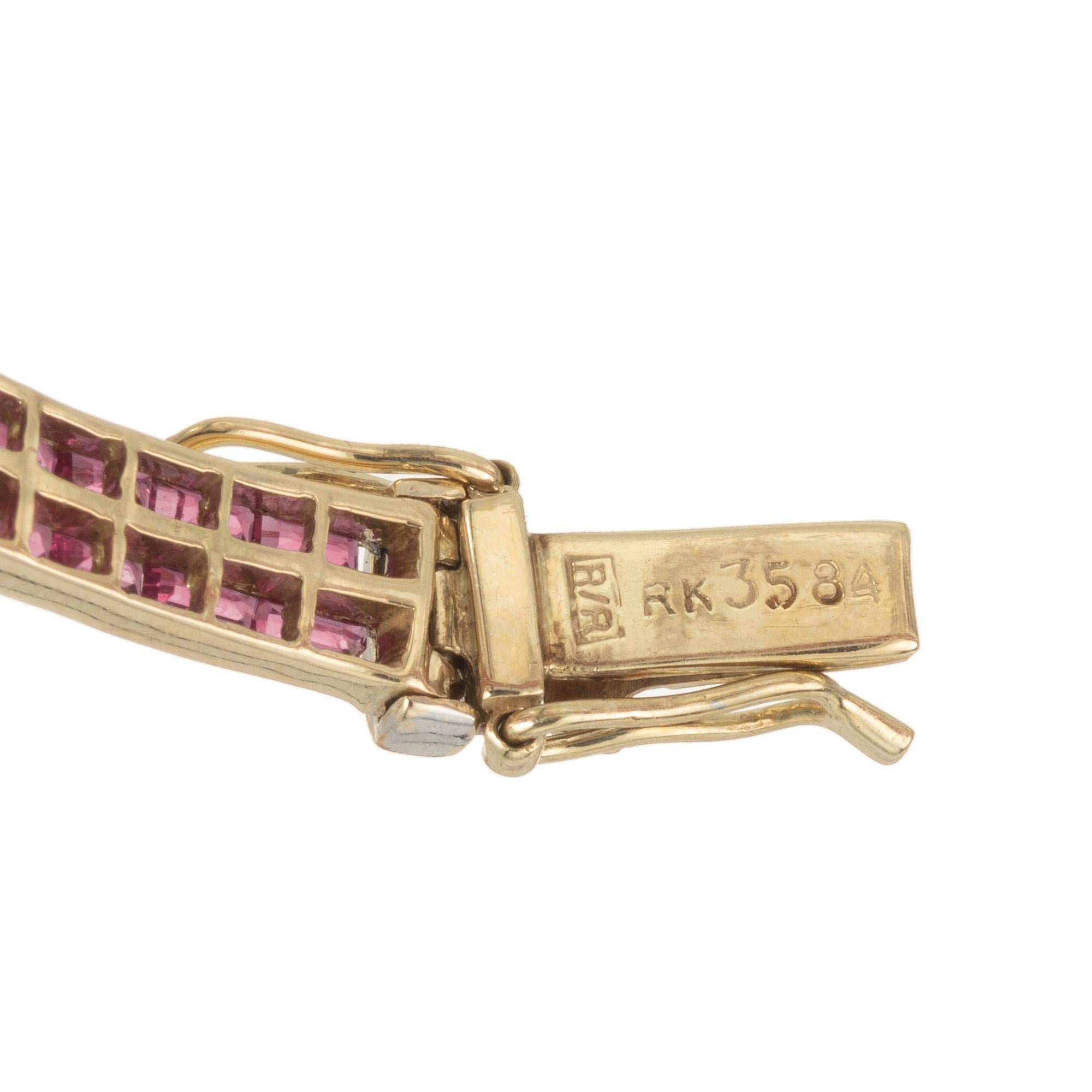 Bracelet en or avec diamant et rubis de 2,14 carats Pour femmes en vente