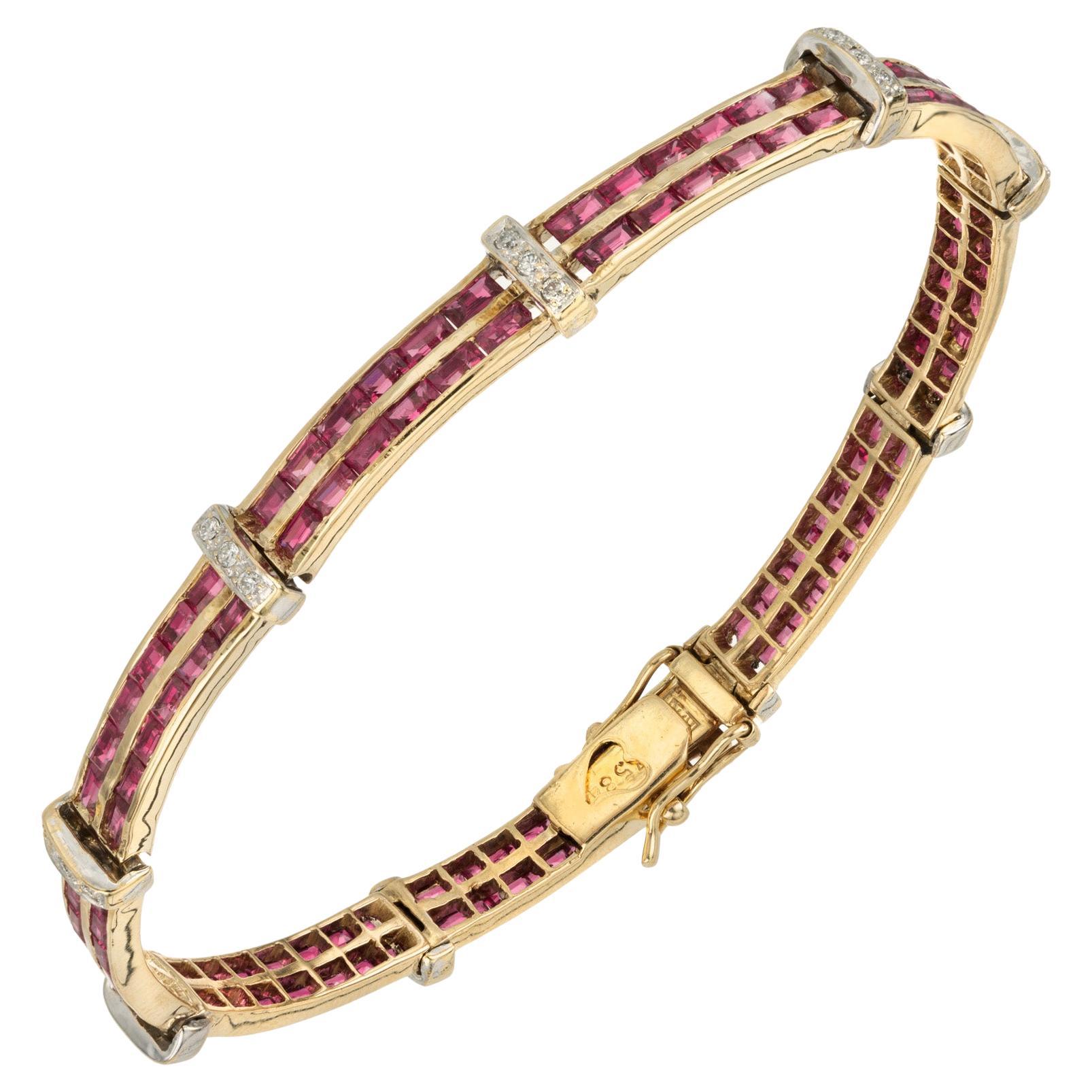 2.14 Carat Ruby Diamond Gold Bracelet