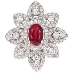 2.14 Carat Ruby Diamond White Gold Cocktail Ring