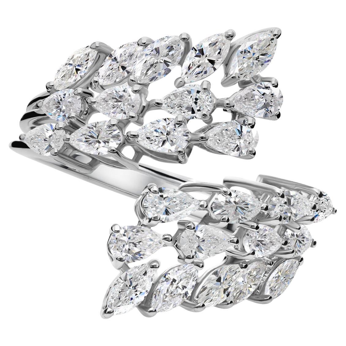 For Sale:  2.14 Carat SI Clarity HI Color Marquise Diamond Ring 18 Karat White Gold Jewelry