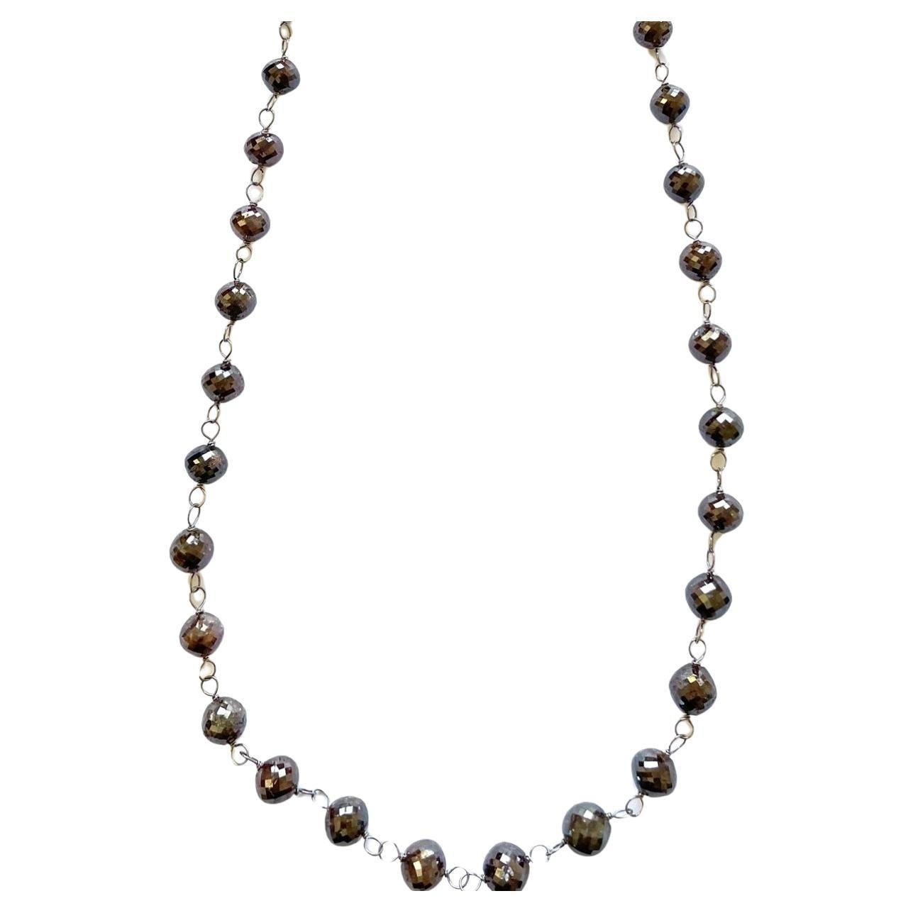 214 Karat Brown Opaque Diamond Paradizia Halskette im Angebot 2