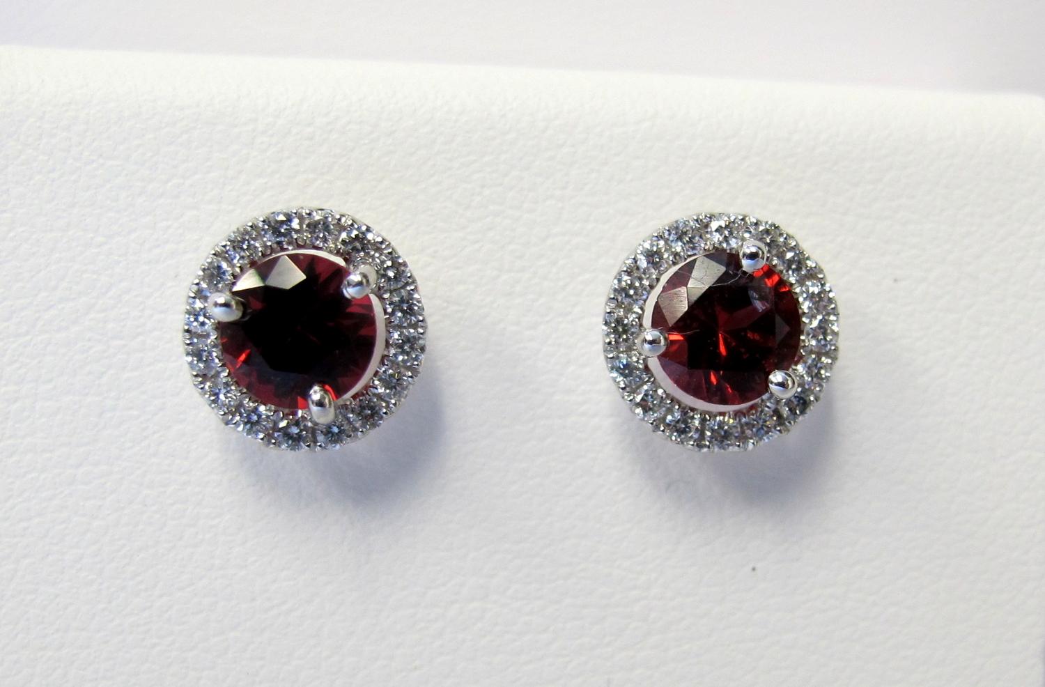 These bright and beautiful red spinel and diamond earrings are both classic and modern. The color of these spinels rival the color of the finest Burmese rubies. No wonder some of the gems thought to be rubies in the British Crown Jewels were