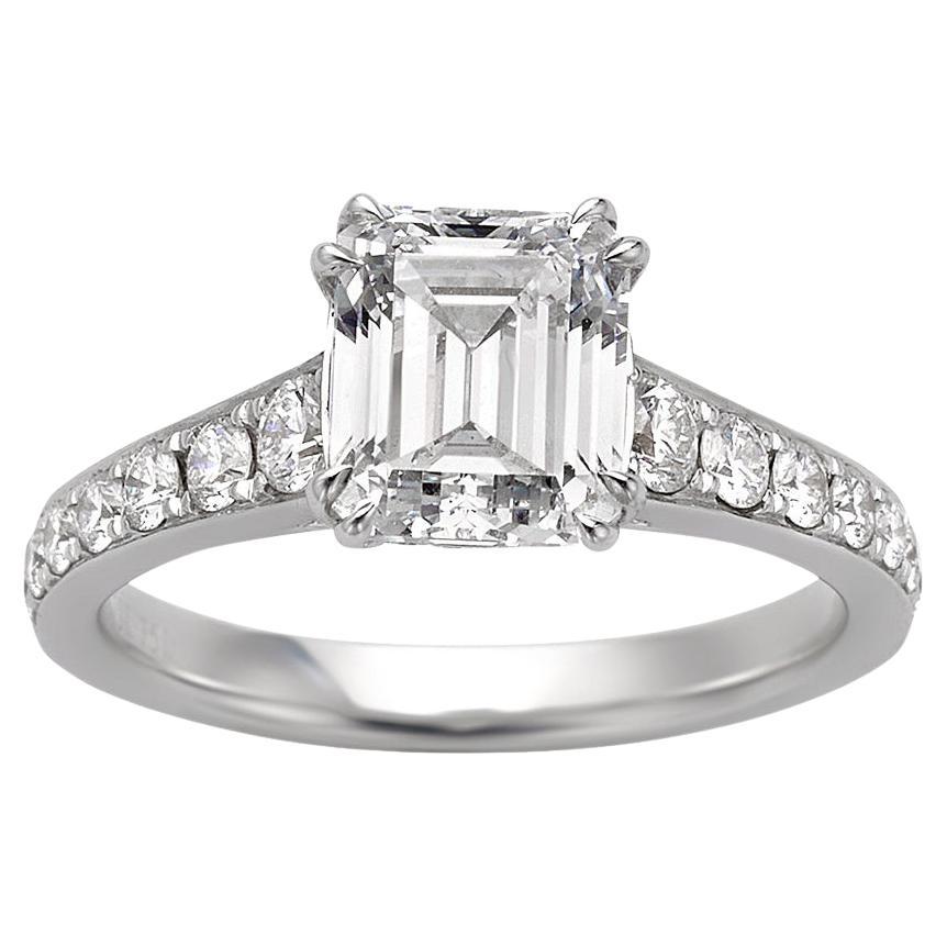 2.14 Ct Diamond 18k White Gold Engagement Ring For Sale