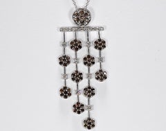 2.14 TCW Natural Diamond White & Champagne Dangle Pendant in 18K White Gold