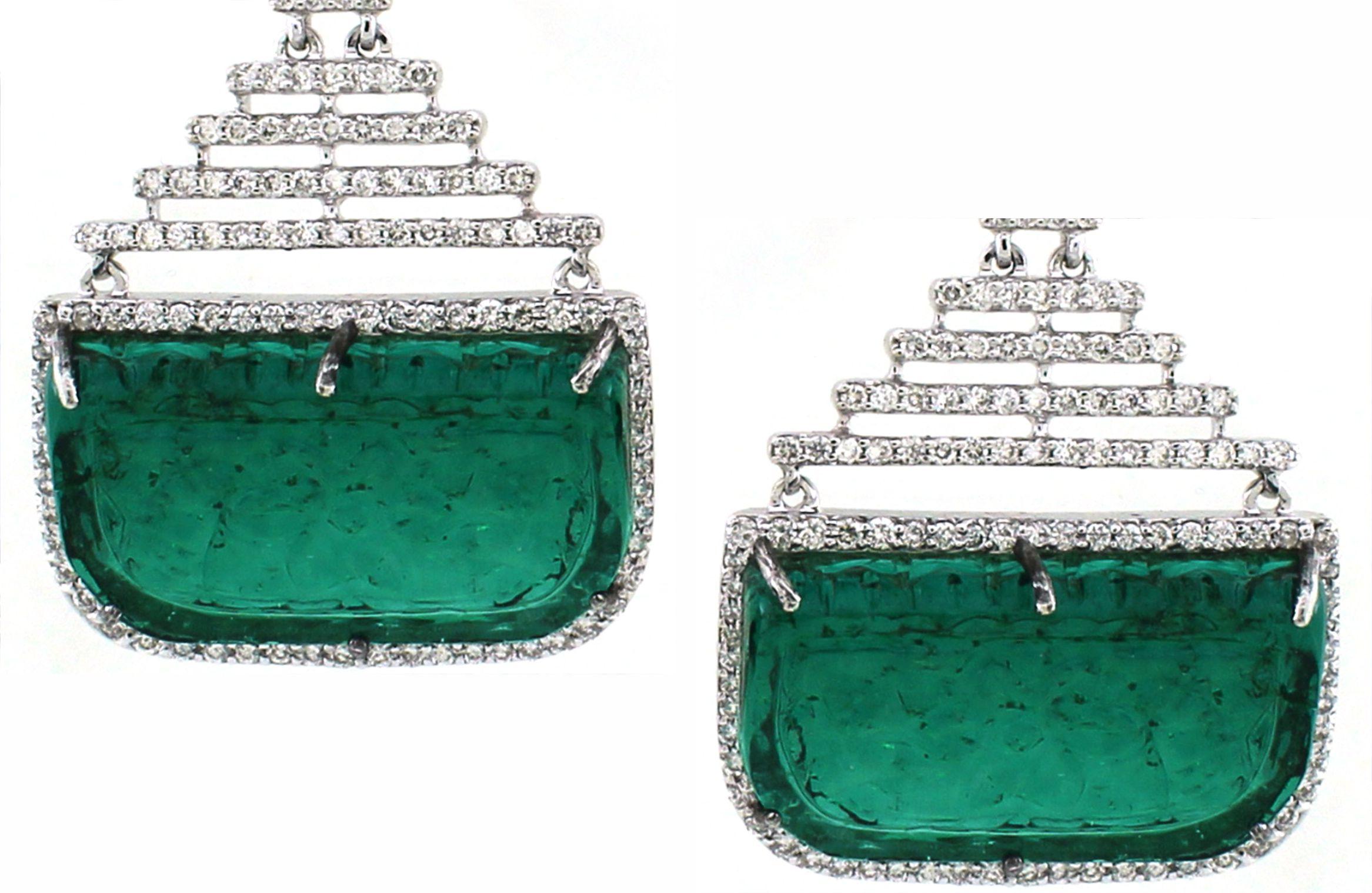 Modern 21.45 carats of Emerald Earrings For Sale
