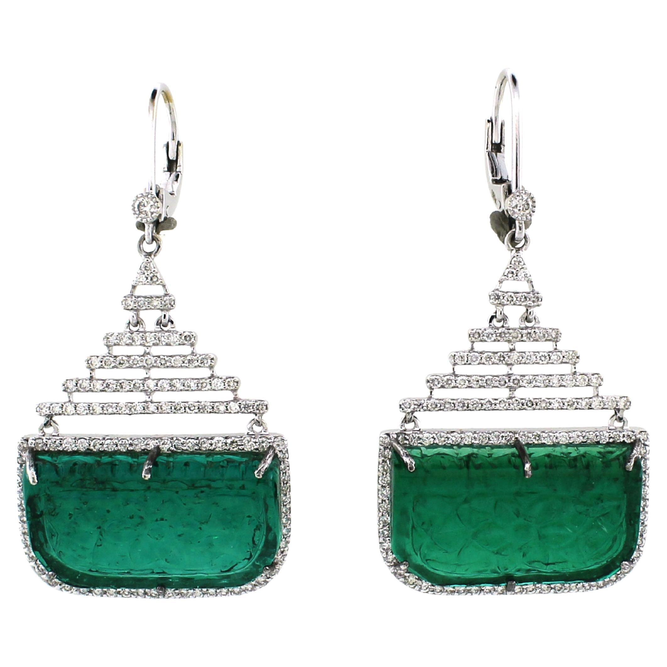 21.45 carats of Emerald Earrings For Sale