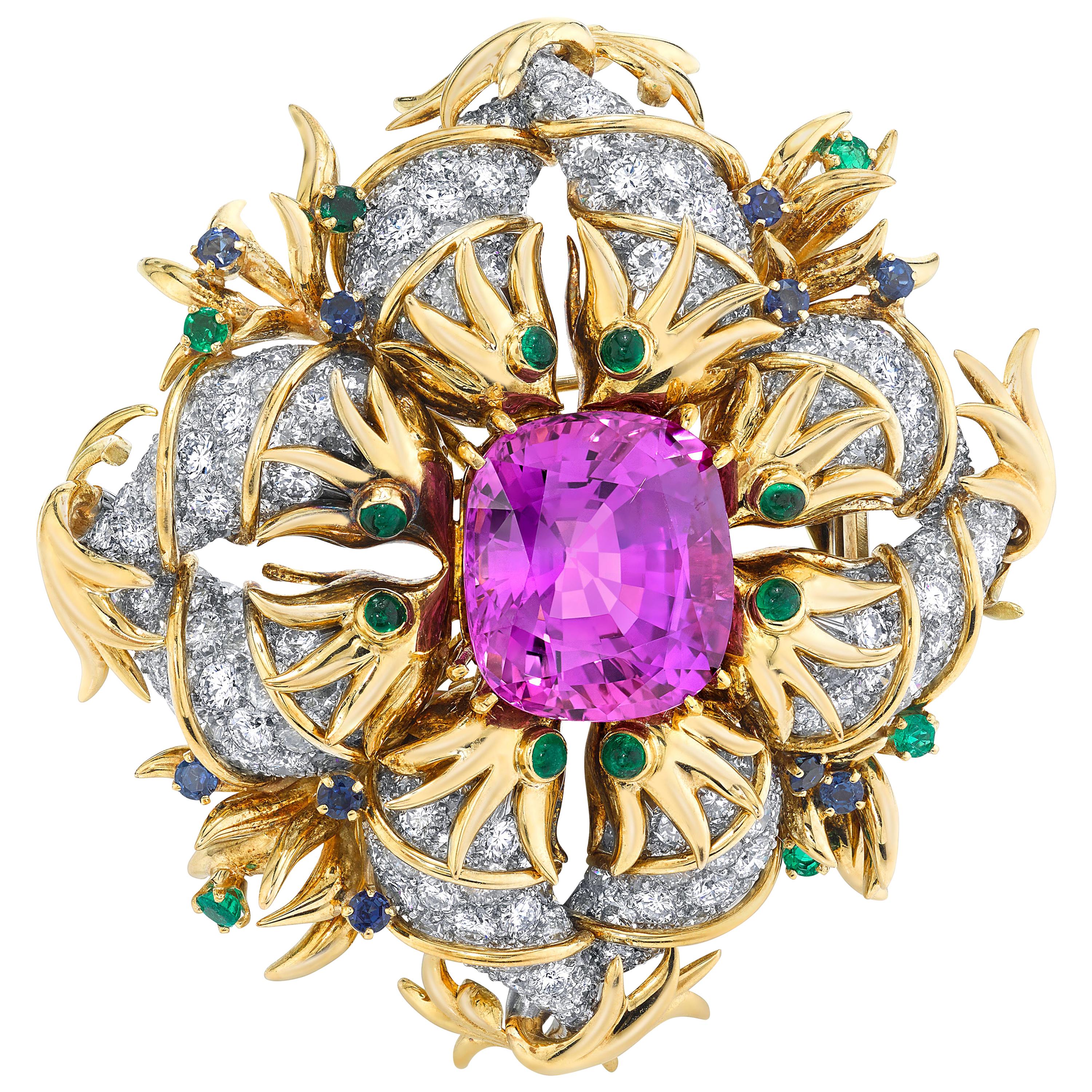 Tiffany & Co. by Sonia Younis, 21.49 Carat Pink Sapphire 18k and Platinum Brooch
