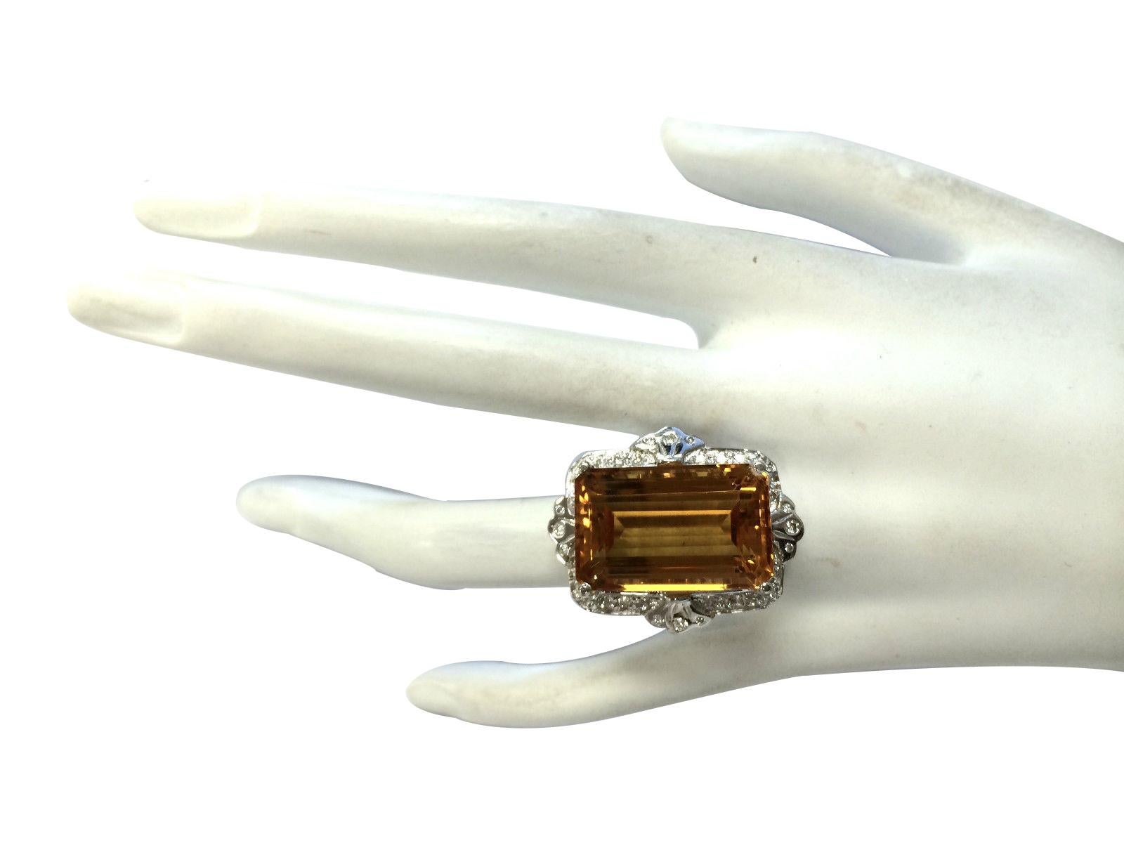 Citrine Diamond Ring In 14 Karat White Gold In New Condition For Sale In Los Angeles, CA