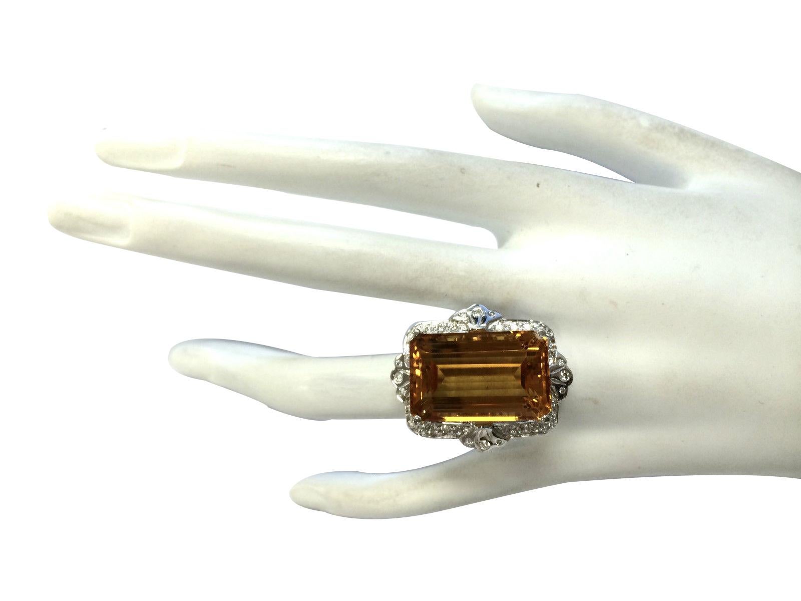 Citrine Diamond Ring In 14 Karat White Gold In New Condition For Sale In Manhattan Beach, CA