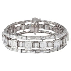 1970s GIA Emerald-Cut Diamond and Baguette Bracelet, 39.99 CT