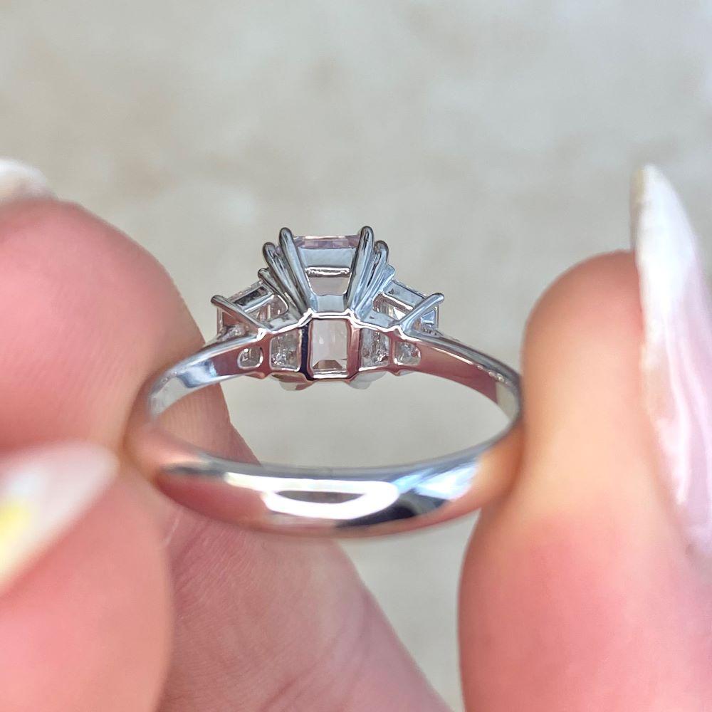 2.14ct Emerald Cut Natural Kunzite Engagement Ring, Platinum 7
