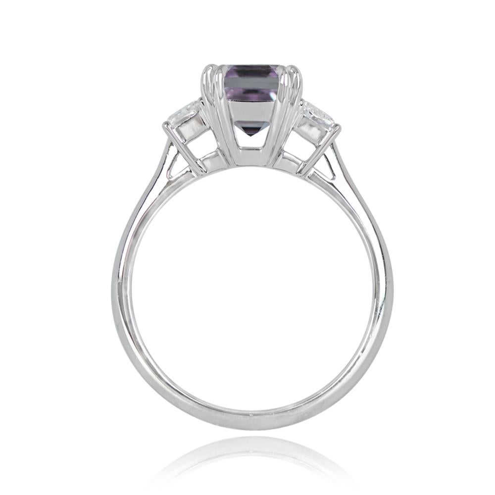 Art Deco 2.14ct Emerald Cut Natural Kunzite Engagement Ring, Platinum