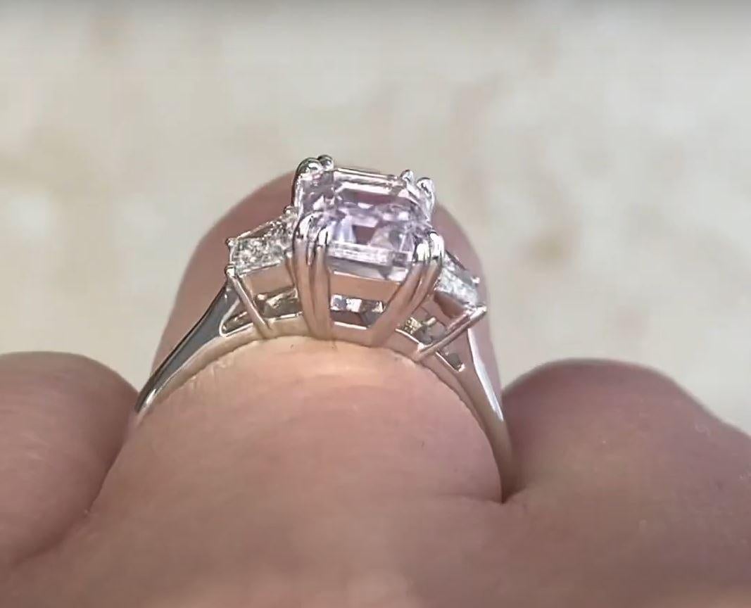 2.14ct Emerald Cut Natural Kunzite Engagement Ring, Platinum 1