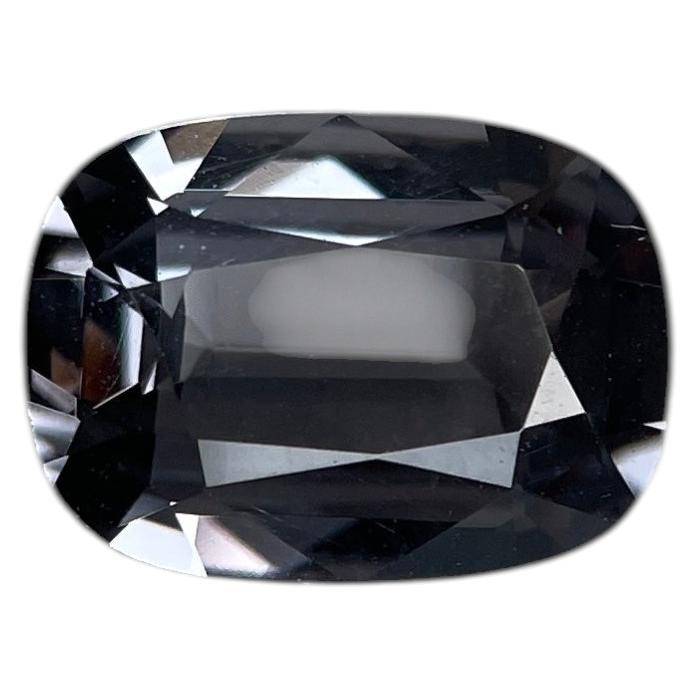 Cushion Cut 2.14ct Grey Spinel, Unheated, Burma Jars, Art Deco Style
