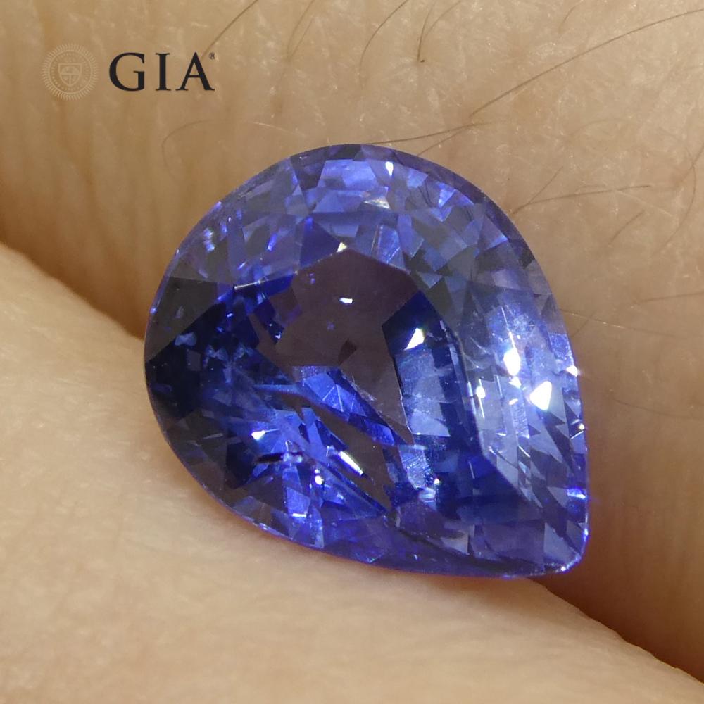 2.14ct Pear Blue Sapphire GIA Certified Sri Lanka Unheated  For Sale 5