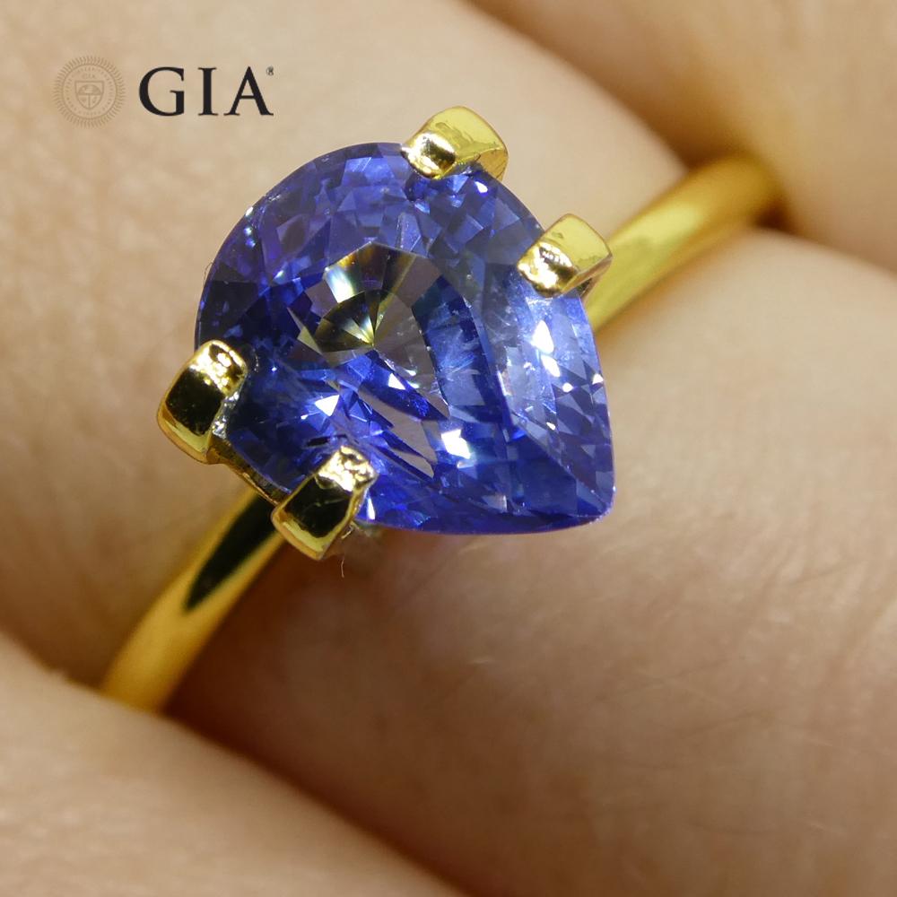 2.14ct Pear Blue Sapphire GIA Certified Sri Lanka Unheated  For Sale 6