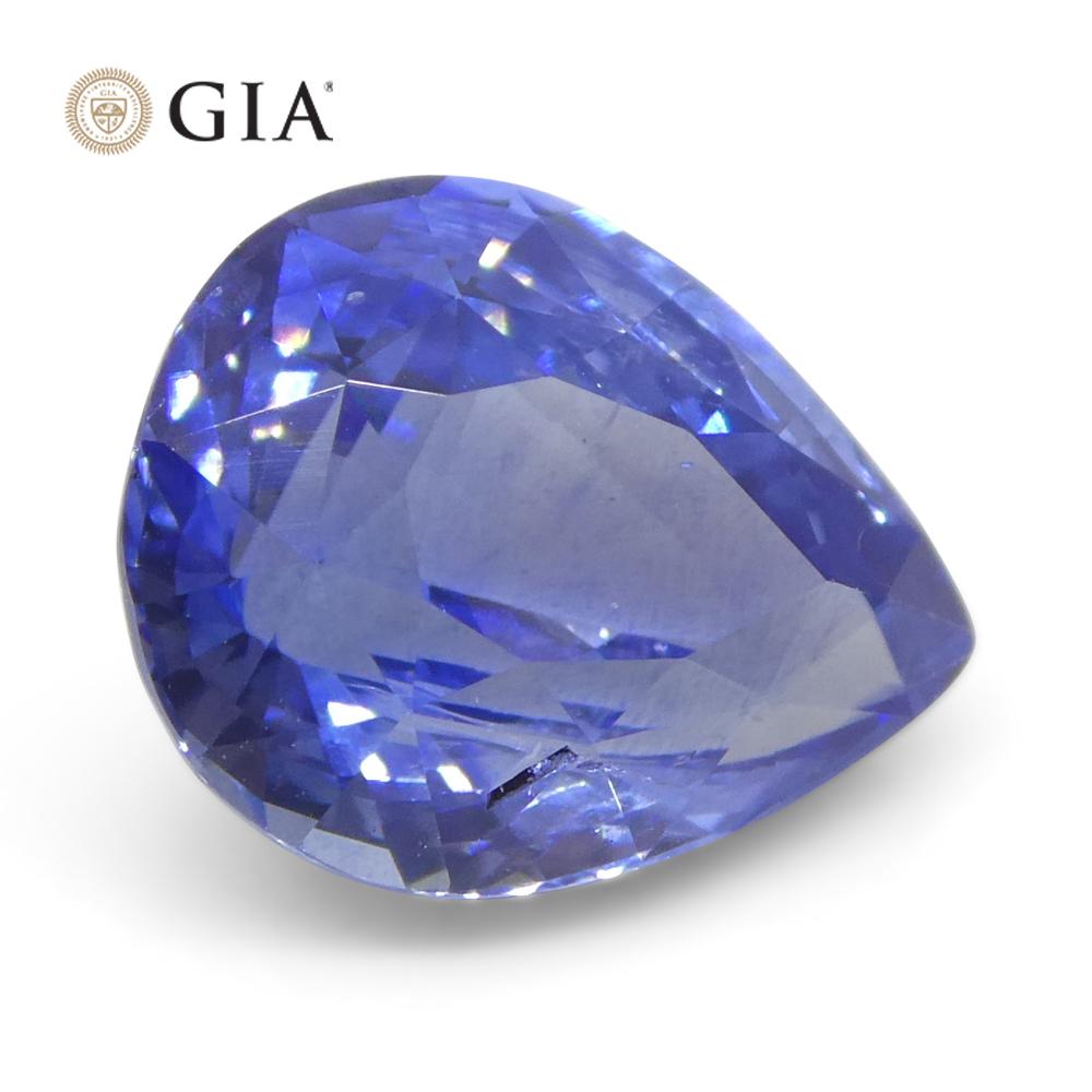 Women's or Men's 2.14ct Pear Blue Sapphire GIA Certified Sri Lanka Unheated  For Sale