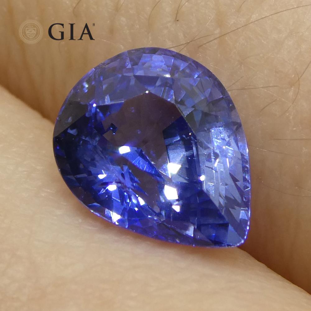 2.14ct Pear Blue Sapphire GIA Certified Sri Lanka Unheated  For Sale 4