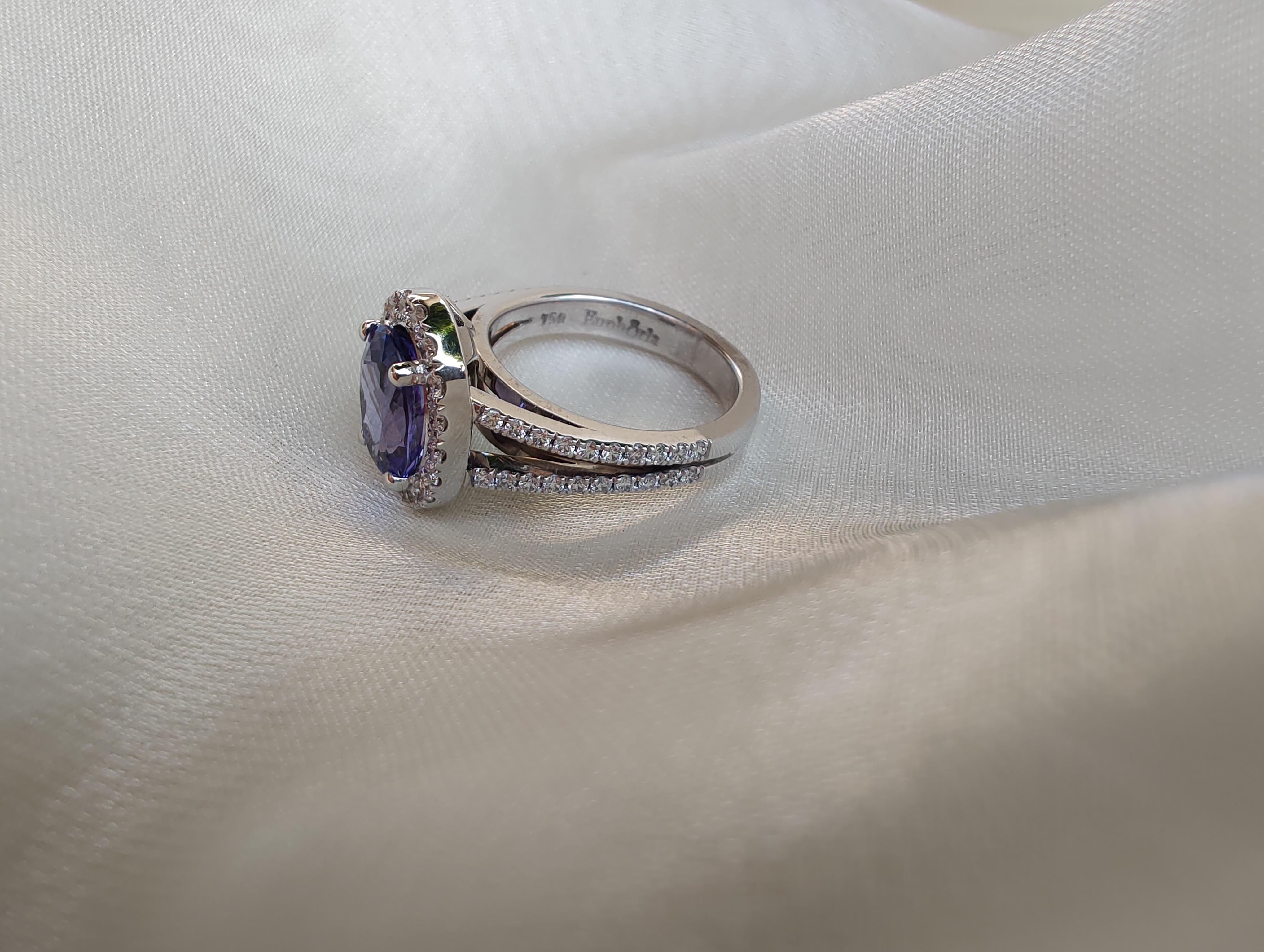 2.14 Carat Tanzanite and Diamond Cocktail Ring For Sale 4