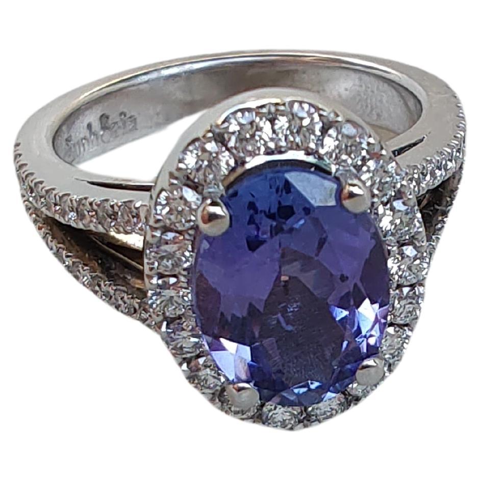 2.14 Carat Tanzanite and Diamond Cocktail Ring For Sale