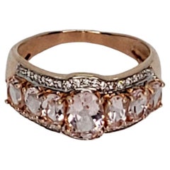 2.14cttw Morganite and White Topaz Sterling Silver Ring
