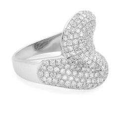 2.14cttw Pave Set Round Cut Diamond Ladies Cocktail Ring 14k White Gold