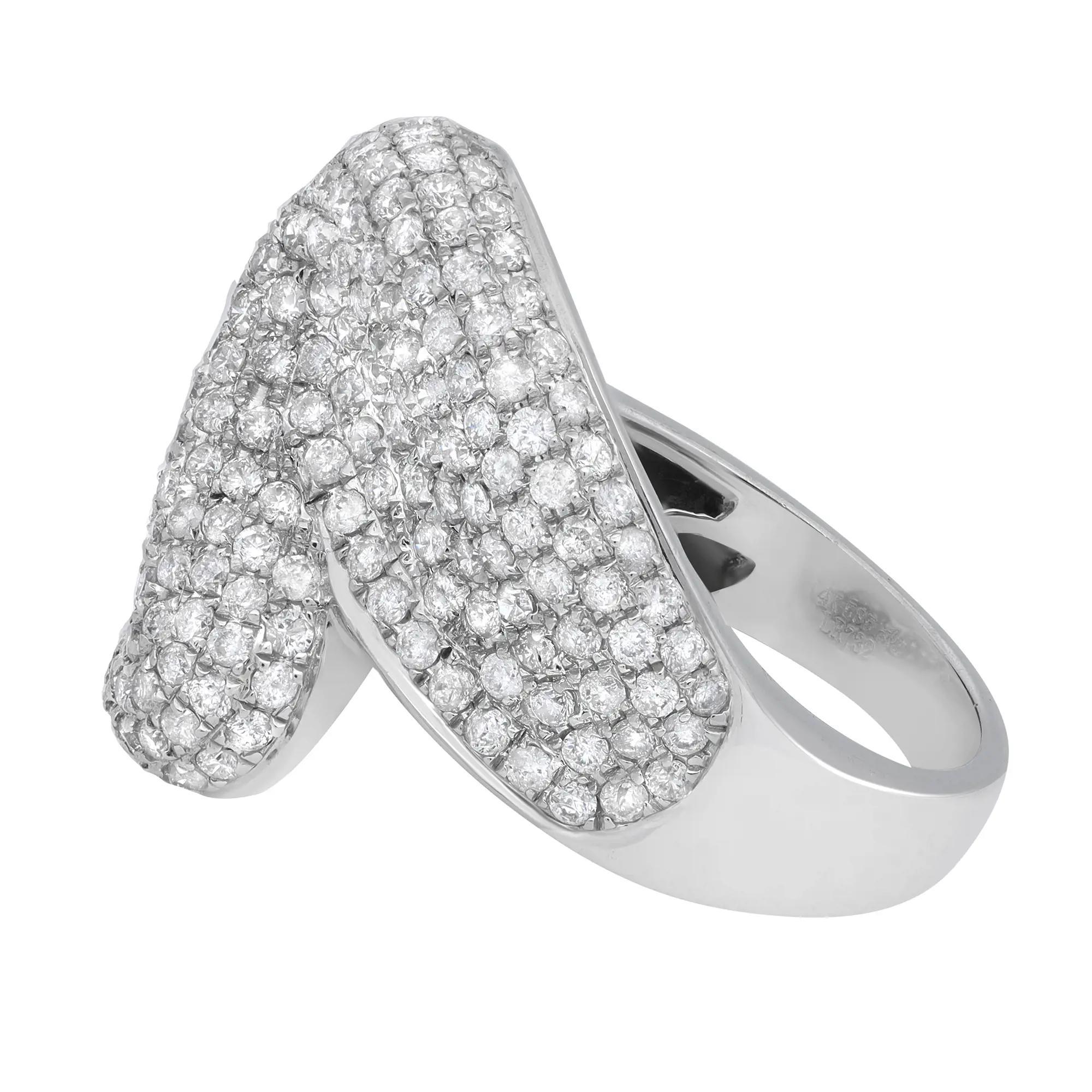 Modern 2.14cttw Pave Set Round Cut Diamond Ladies Cocktail Ring 14k White Gold For Sale
