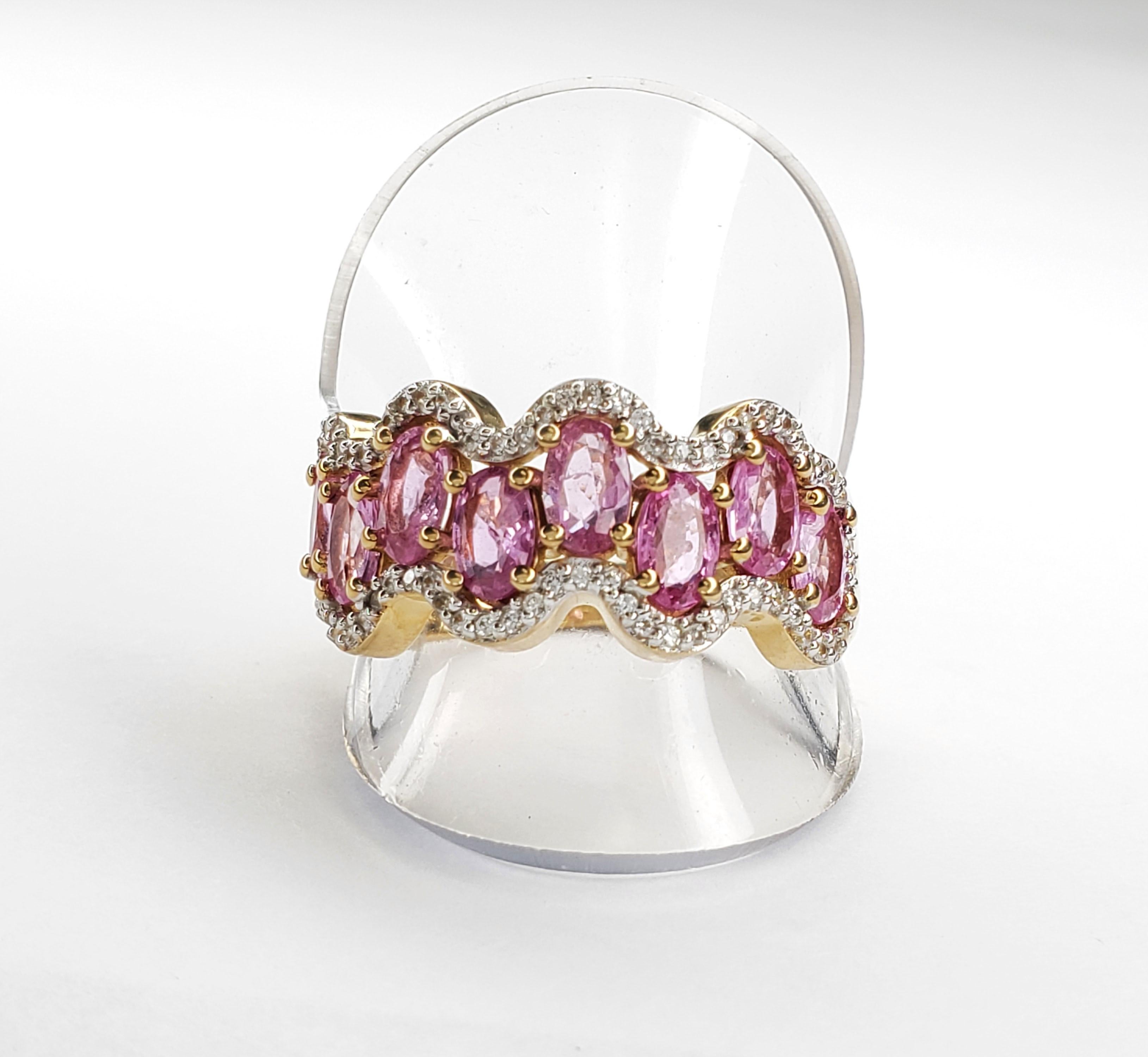 2.14cttw Pink Sapphire and White Zircon Sterling Silver Ring In New Condition In Great Neck, NY