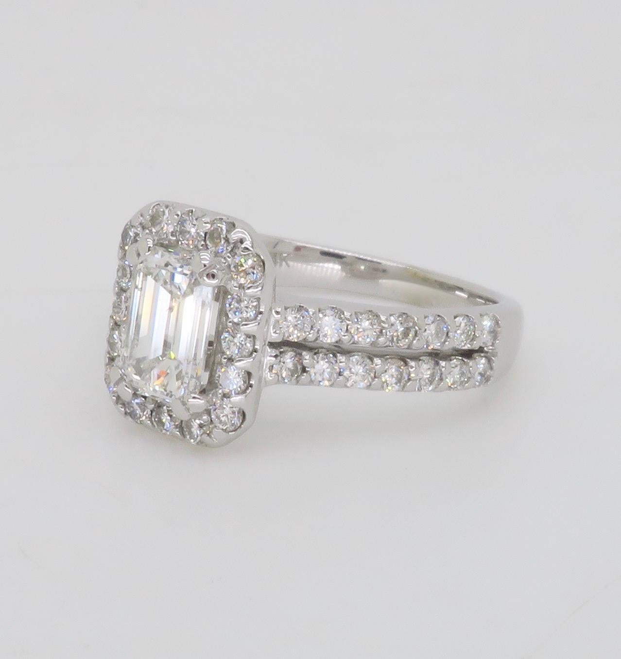 2.14CTW Certified Emerald Cut Diamond Engagement Ring  For Sale 6