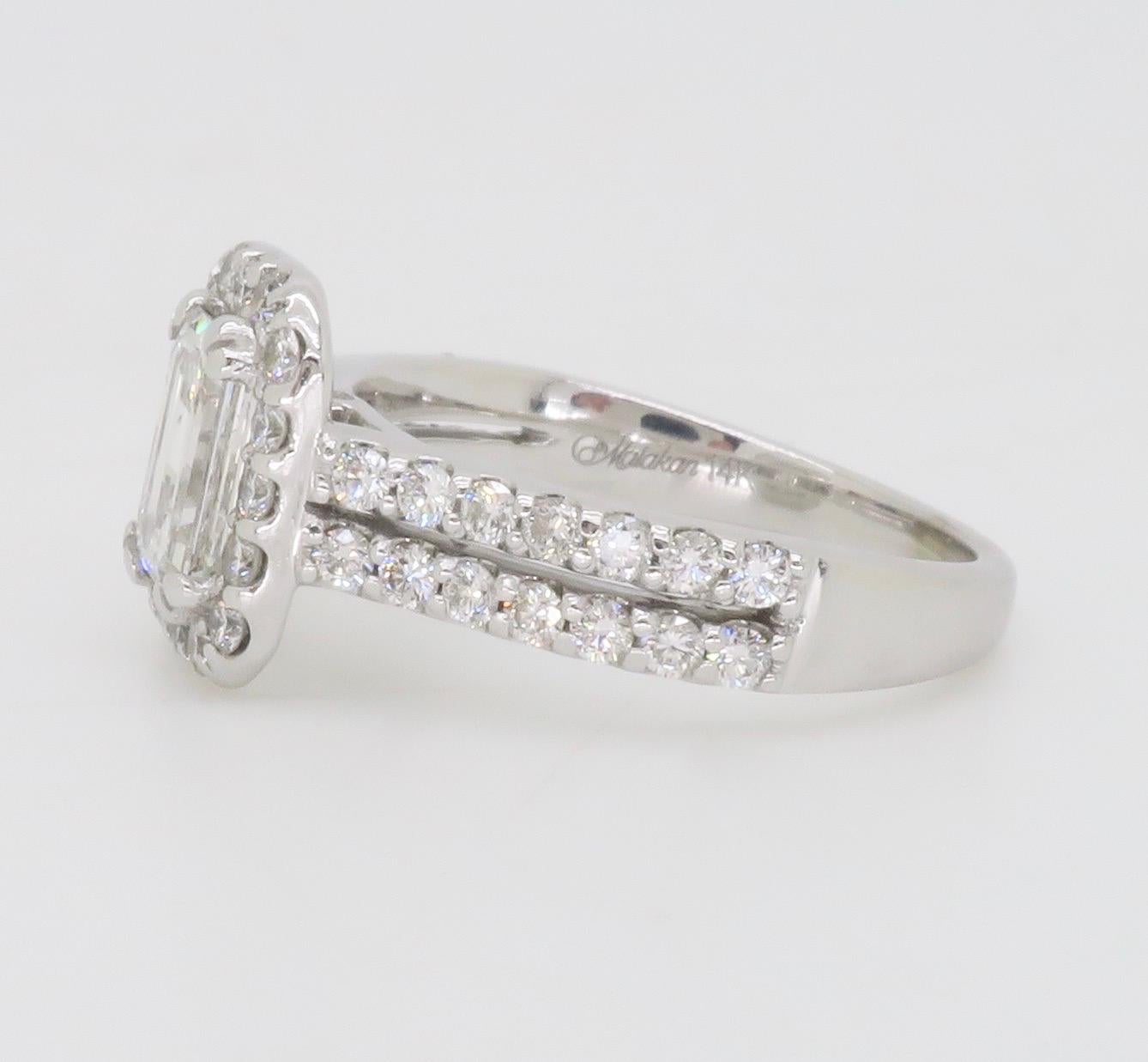 2.14CTW Certified Emerald Cut Diamond Engagement Ring  For Sale 7