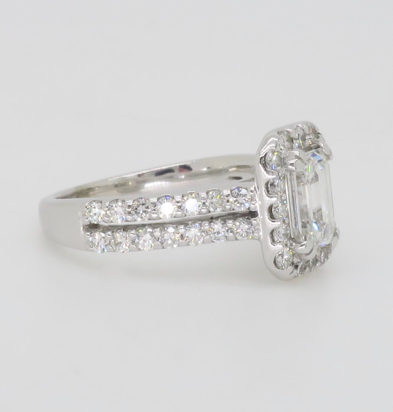 2.14CTW Certified Emerald Cut Diamond Engagement Ring  For Sale 11
