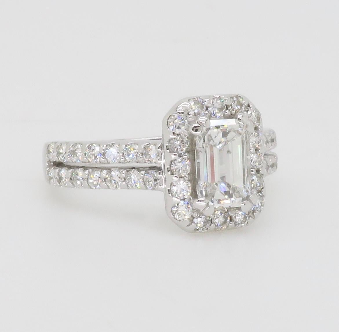 2.14CTW Certified Emerald Cut Diamond Engagement Ring  For Sale 12