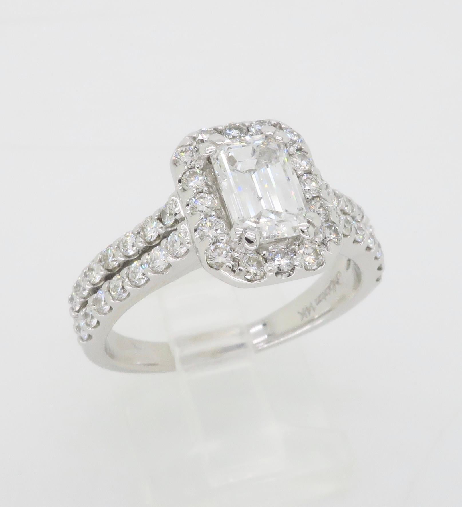2.14CTW Certified Emerald Cut Diamond Engagement Ring  For Sale 15