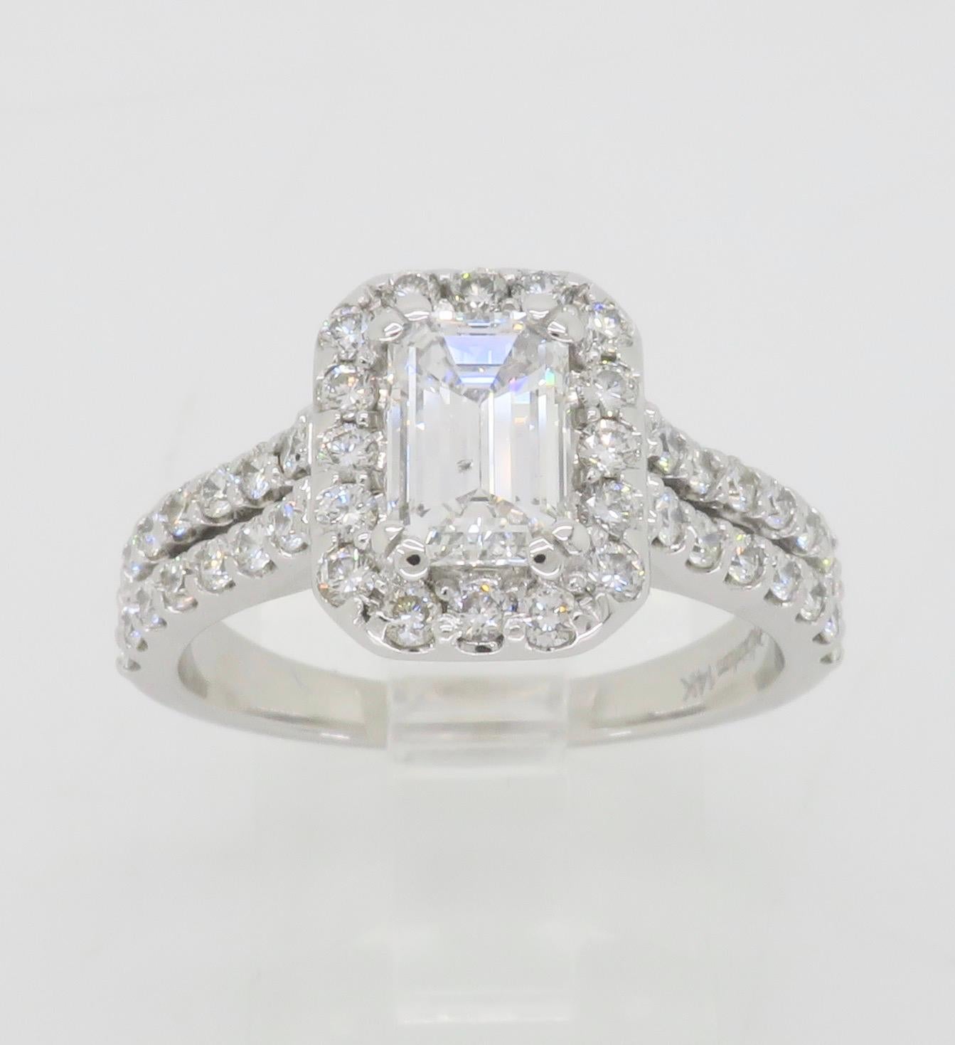 2.14CTW Certified Emerald Cut Diamond Engagement Ring  For Sale 16