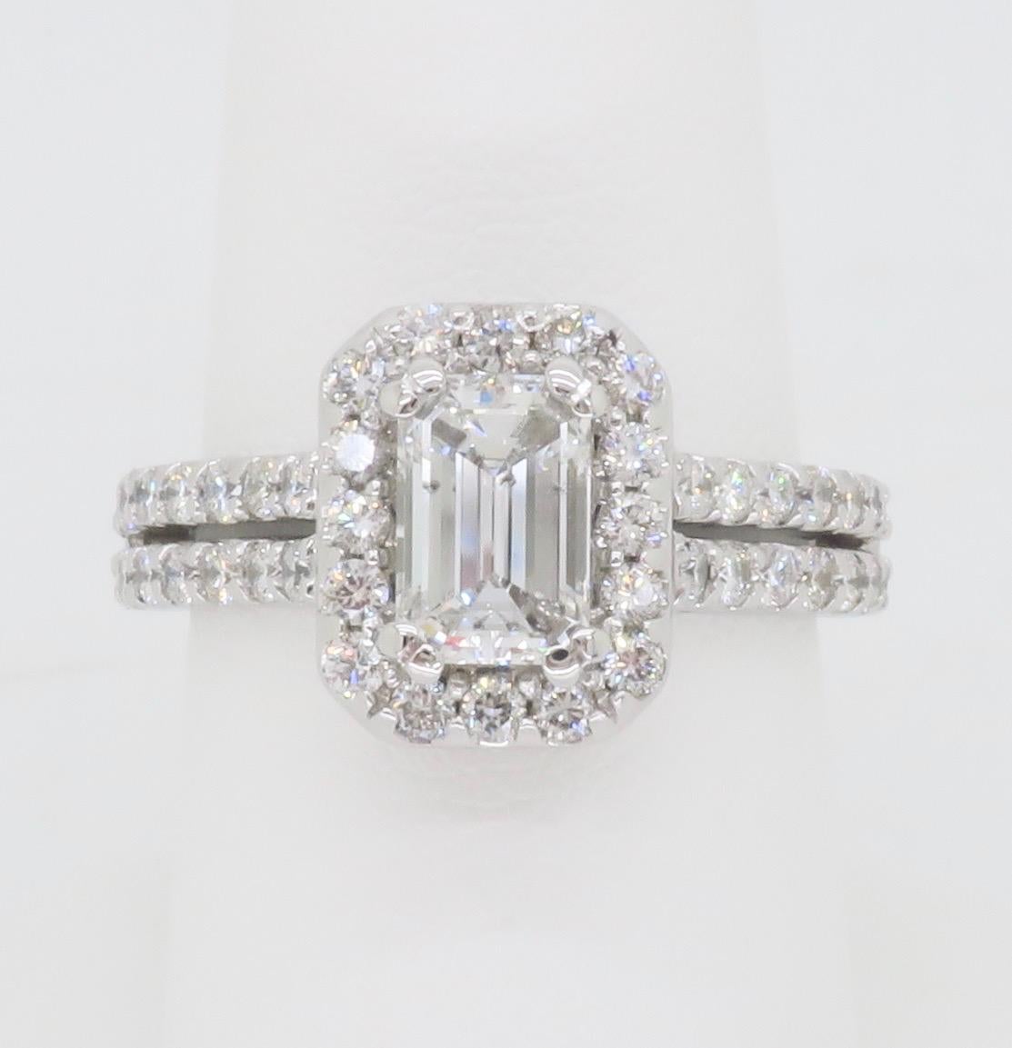 2.14CTW Certified Emerald Cut Diamond Engagement Ring  In Excellent Condition For Sale In Webster, NY